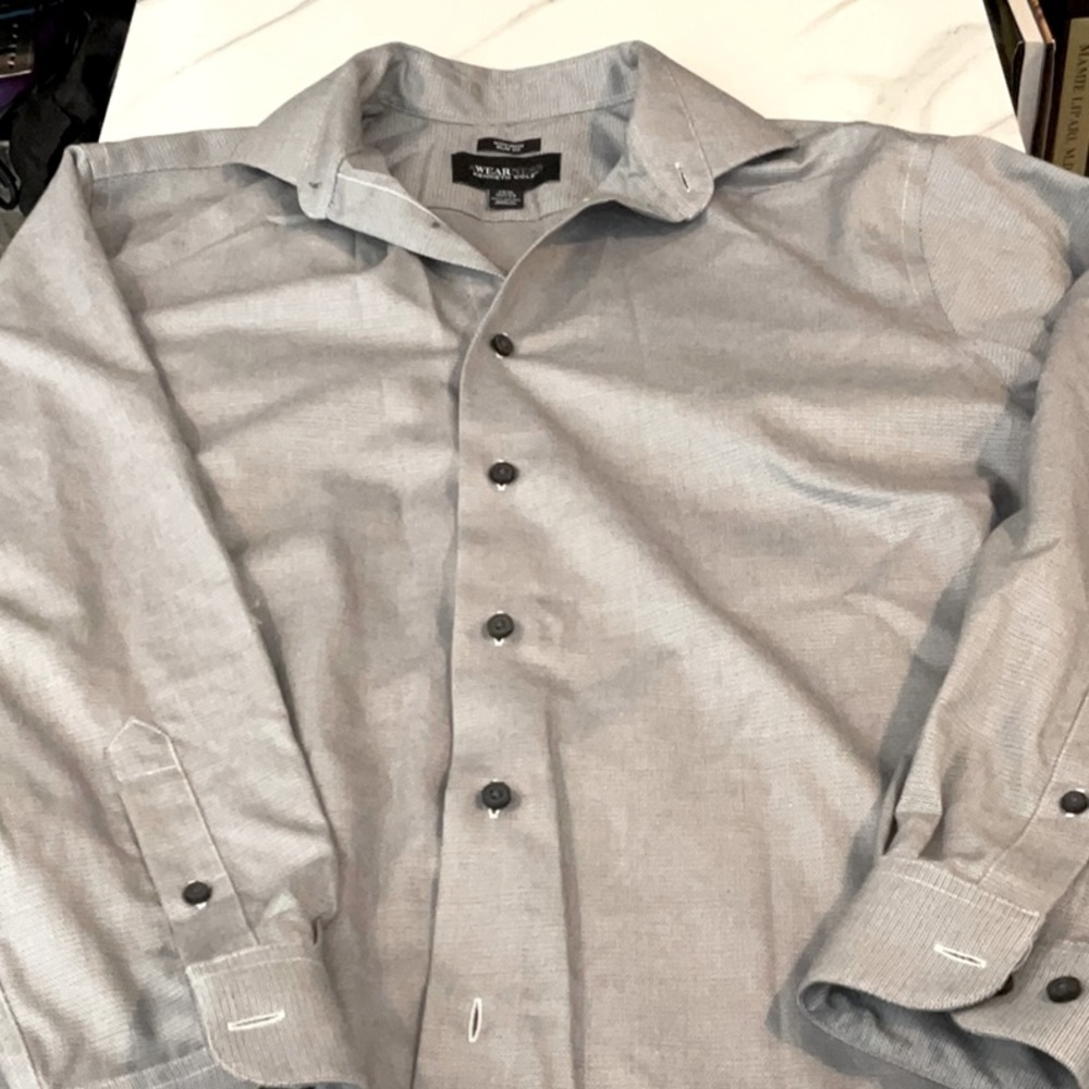 Kenneth Cole grey oversized button down dress shirt, 15 1/2
